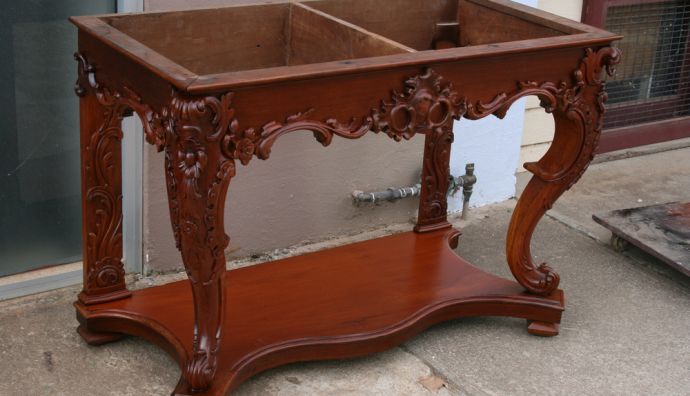 Highly Carved Cedar Hall table 2