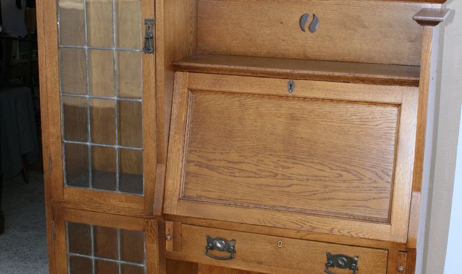 Oak side by side bookcase/desk 8